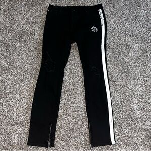 Dript Denim Jeans with White Stripe